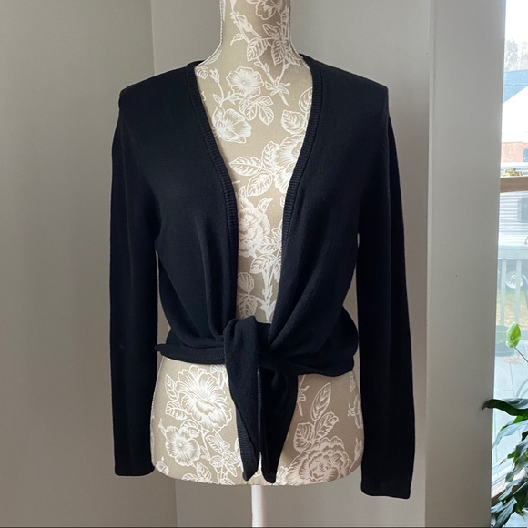 Isabella Bird Sweaters - Isabella Bird Black Tie Front Cardigan